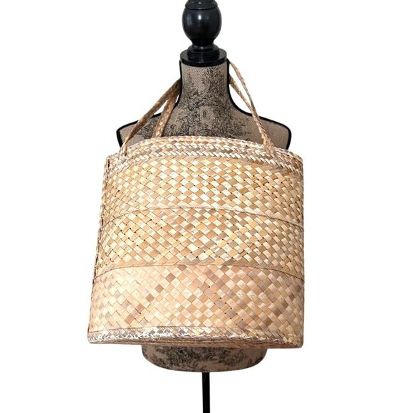 Vintage Bahamas Woven Straw Tote Disney's Goofy Embroidery Floral Lining NWOT - Picture 3 of 5